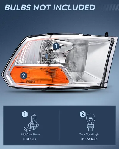 Miniatura 2 de Nilight Conjunto de faros delanteros para Dodge Ram 1500 2500 3500 2009 2010 2011 2012 modelo de doble haz, repuesto de faros originales