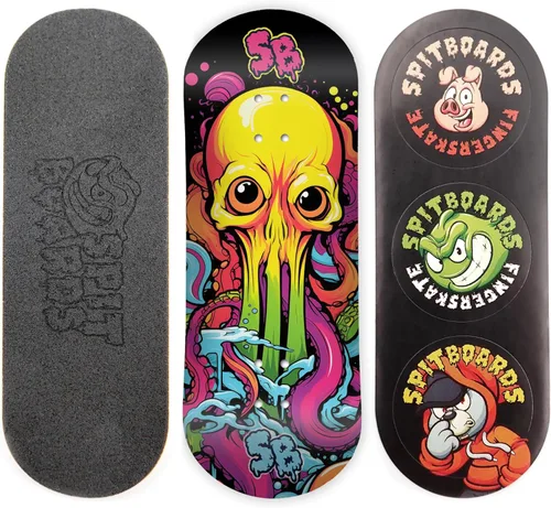 SPITBOARDS® Diapasón de 34 mm - Madera Real (5 Capas) Forma Clásica de Popsicle Callejera - Tamaño: 34 x 96 mm - Diapasón Gráfico Único (Desgaste
