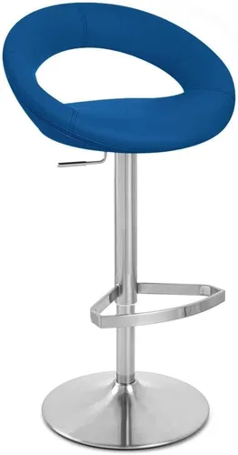 Miniatura 7 de ZURI Taburete de bar sin brazos giratorio de altura ajustable de media luna azul oscuro