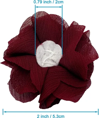 Miniatura 4 de 30 piezas de flores de gasa con diamantes de imitación de 2 pulgadas, apliques de tela de costura para ropa, manualidades, fiestas, decoración