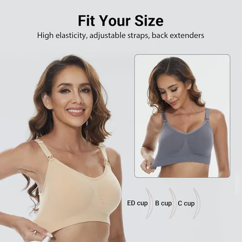 Miniatura 4 de Bodorma Nursing Bras for Breastfeeding Seamless Wirefree Maternity Sleep Bralette Full Bust Bra with Extra Extenders- 3Pack