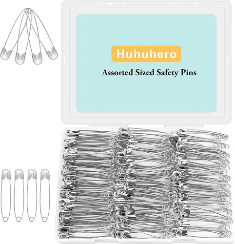 Miniatura 11 de Huhuhero Paquete de 340 pasadores de seguridad surtidos, pequeños y grandes, resistentes para coser ropa, disfraces, 5 tamaños diferentes, pasadores