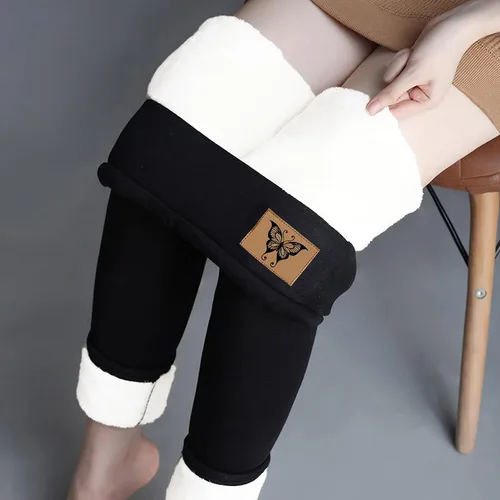 Miniatura 9 de Pantalones deportivos cálidos con forro de sherpa para mujer, de cintura alta, con forro polar, pantalones largos gruesos para exteriores