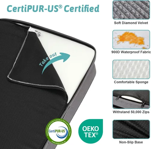 Miniatura 5 de COZY KISS Cama ortopédica para perros de tamaño mediano y pequeño, sofá para mascotas con forro impermeable, sofá de espuma para mascotas de hasta