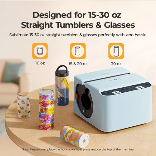 Miniatura 2 de HTVRONT Prensa de Calor Automática para Vasos - Máquina Prensadora de Calor para Vasos A200, Presión Ajustable y Accesorio de Placa de Calor
