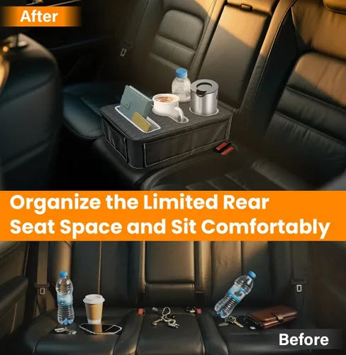 Miniatura 8 de Soporte para tazas de coche, soporte para tazas en el asiento trasero del coche, organizador para cama de camión, bandeja expandible para botes