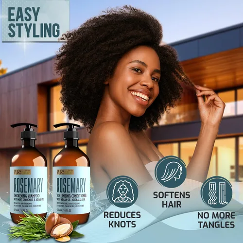 Miniatura 7 de Juego de champú y acondicionador de romero – Fórmula sin sulfato con menta – Productos voluminizadores y cuidado espesante para cabello adelgazante