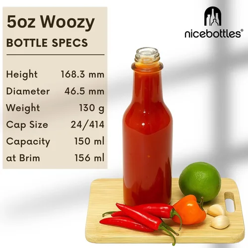 Miniatura 3 de nicebottles Botellas de salsa picante con tapas negras y bandas retráctiles, 5 onzas, paquete de 12 Gorras negras y bandas retráctiles