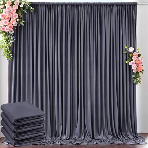 Miniatura 97 de Cortinas de telón de fondo blanco de 30 pies x 8 pies para fiestas de boda, 6 paneles de 5 pies x 8 pies, cortinas de fotografía de poliéster sin