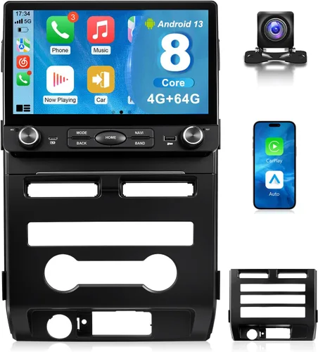 Miniatura 8 de VQU Estéreo de coche para Ford F150 2009 a 2012, actualización de radio de coche de 10.2 pulgadas para F-150 2010 2011 Manual A/C, Android 13