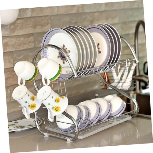 Miniatura 2 de UPKOCH Escurridor de platos para fregadero, estante seco para platos, soporte para palillos, soporte para utensilios sobre el fregadero, escurridor
