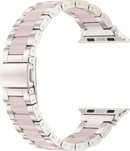 Miniatura 8 de Wearlizer - Correa compatible con Apple Watch de 38/40/41/42 mm; pulseras de moda para mujer, acero inoxidable + resina metálica de repuesto