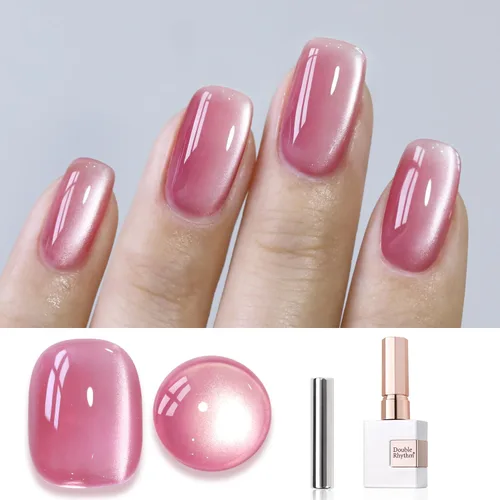 Miniatura 56 de Double Rhythm Esmalte de gel Jelly Glass de ojo de gato con imán, 0.5 onzas líquidas, brillo holográfico, brillante, translúcido