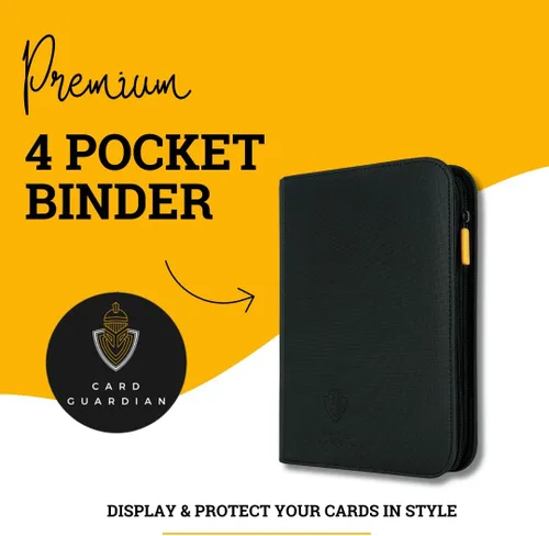 Miniatura 2 de Card Guardian - Carpeta de tarjetas de 4 bolsillos para 160 tarjetas (negra) Cierre de cremallera y bolsillos de carga lateral Compatible