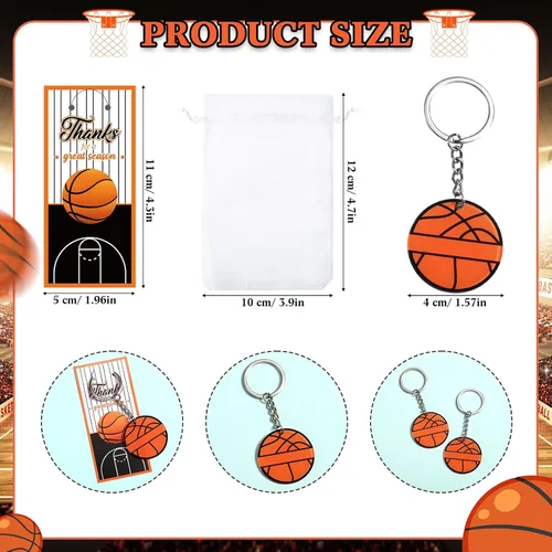 Miniatura 2 de Huquary 30 juegos de llaveros de acrílico para fiestas de equipos deportivos, regalos para recompensas de fiesta de cumpleaños (naranja, baloncesto)