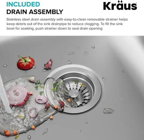 Miniatura 10 de Kraus KBU11 - Fregadero de cocina de acero inoxidable de 19 3/4 pulgadas, fregadero de cocina duradero de calibre 18 de un solo tazón