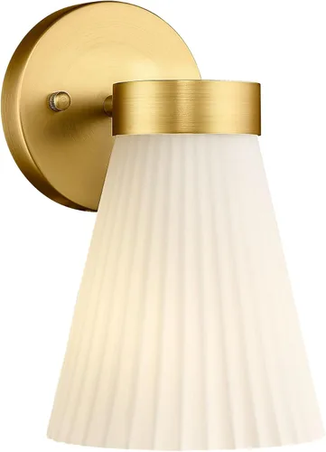 Miniatura 25 de HWH - Lámpara de pared para interiores, moderno aplique de pared con pantalla de vidrio a rayas blancas esmeriladas, aplique de pared individual