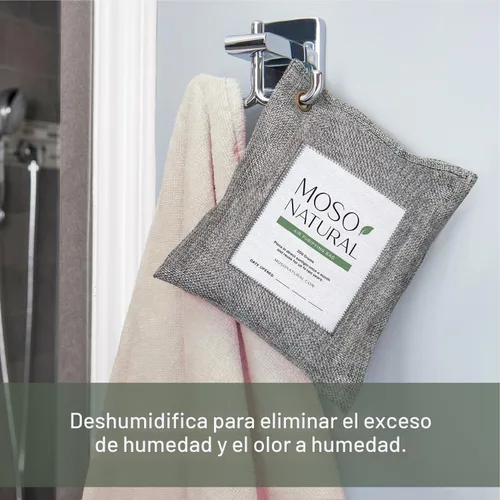 Miniatura 7 de Moso Natural, bolsa purificadora de aire Elimina olores de autos, armarios, baños y zonas de mascotas Juego de 4 unidades de color carbón, de 200 g
