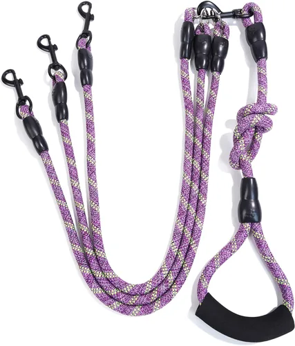 Miniatura 14 de Correa de perro de nailon duradera 3 en 1 con mango acolchado, cuerda de escalada extraíble sin enredos de 360°, cuerda de tracción para mascotas