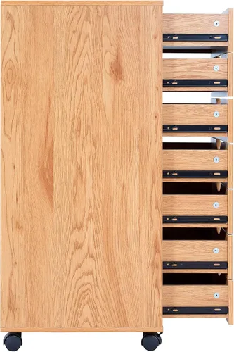Miniatura 6 de Cajón de 5 cajones con gabinete de 2 estantes, negro, almacenamiento inteligente, perfilado con divisores ajustables, ruedas con cerradura