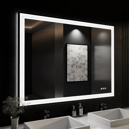 Miniatura 73 de ISKM Espejo LED con marco para baño de 40"x30", espejo de baño LED regulable con luces, antivaho, espejo iluminado frontal y retroiluminado de 3