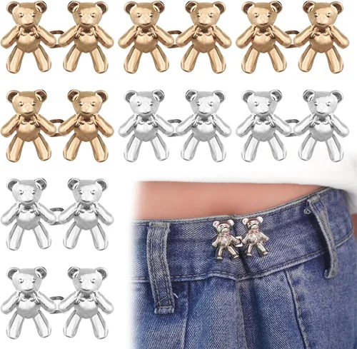 8 pares de bonitos botones de oso para ropa, pantalones, sin costura, cintura desmontable, ajuste corporal, hebillas de apriete, accesorios de ropa