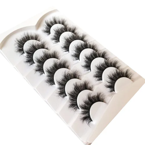 Miniatura 456 de Pooplunch - Pestañas postizas finas de visón sintético, estilo ojo de gato, naturales, cruzadas, tipo racimo, efecto 8D de volumen, tiras