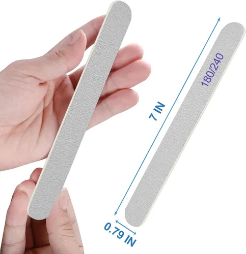 Miniatura 7 de Lima de uñas, pizarras de esmeril para uñas, grano 180/240, limas de uñas para uñas naturales, madera de doble cara, lima de uñas Emory profesional