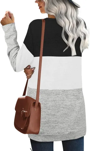 Miniatura 4 de Sudaderas para mujer, cuello redondo, manga larga, lisas, a la moda, casuales