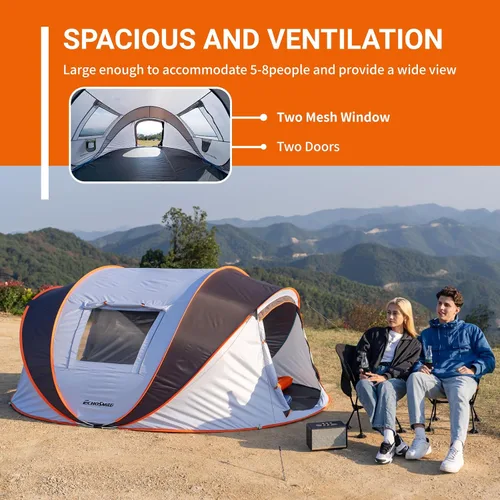 Miniatura 5 de EchoSmile Tienda de campaña desplegable para 2/4/6 personas, fácil instalación, cúpula resistente al agua, portátil con bolsa de transporte Blanco