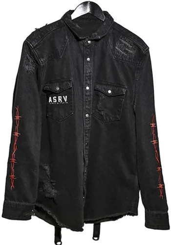 Miniatura 2 de ebossy Chaqueta de mezclilla con estampado de calavera y cobra para hombre