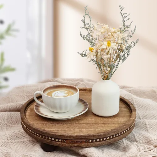 Miniatura 3 de Decoración Bandeja Redonda Decorativa de 11.81 pulgadas para Decoración del Hogar para Mesa de Café Mesa de Cocina de Granja Sala de Estar Baño