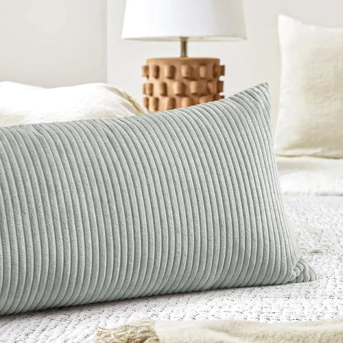 Miniatura 30 de Artscope Fundas de Almohada de Pana a Rayas Acogedoras Súper Suaves Decorativas Cuadradas Fundas de Cojín para Sofá Sillón Dormitorio Decoración