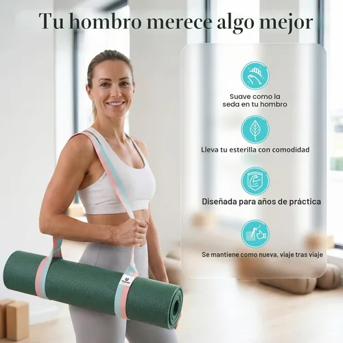 Miniatura 4 de Tumaz Correa para esterilla de yoga [alfombrilla no incluida] (2 tamaños) con textura delicada extra gruesa y cómoda, soporte ajustable para 11.