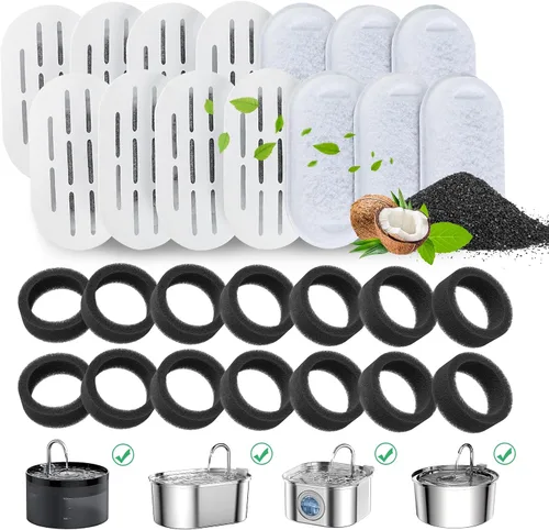 Miniatura 10 de Filtros de fuente de agua para gatos, paquete de 16 filtros de fuente para gatos, filtros de repuesto para fuente de agua de acero inoxidable