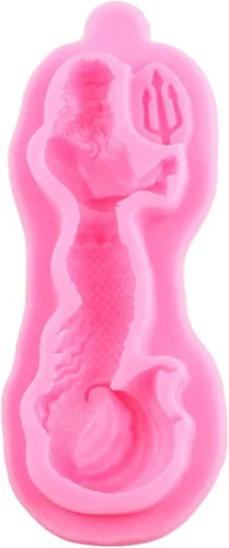 Miniatura 5 de Mujiang Moldes de silicona con temática de sirena 3D, molde de silicona Neptuno para decoración de pasteles, caramelo, chocolate, azúcar, arcilla