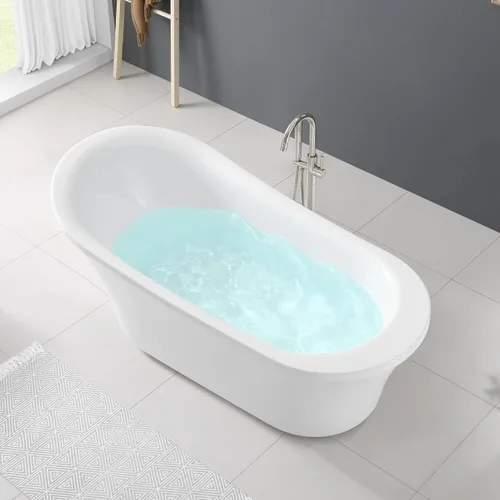 Miniatura 18 de Ove Decors - Tina de remojo en blanco brillante con desagüe cromado y desbordamiento de residuos