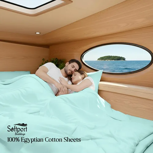 Miniatura 2 de Universal V Berth - Juego de sábanas de 4 piezas para barco, 100% algodón egipcio, la mejor ropa de cama de barco V, se adapta a colchones de hasta