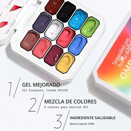 Miniatura 5 de Sponge Pat - Paleta de esmaltes de uñas en gel, 12 colores mezclados degradados, pintura degradada, arte de uñas, no se limpia, curado UV/LED