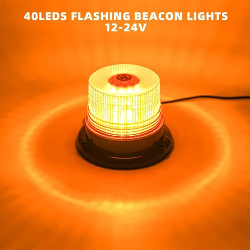 Miniatura 2 de Luces de baliza estroboscópicas ámbar con base magnética, barra de luz mini de emergencia de flash de seguridad de 12-24V para camiones, vehículos