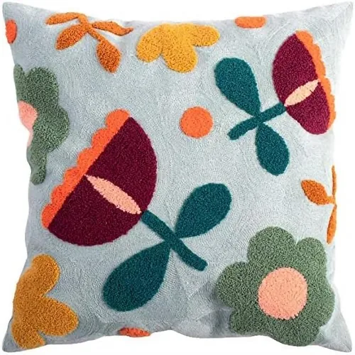 Miniatura 7 de MOCOFO Funda de almohada de lona bordada con flores, bordado de primavera, artesanía, moderna, simple, funda de almohada para sofá, dormitorio