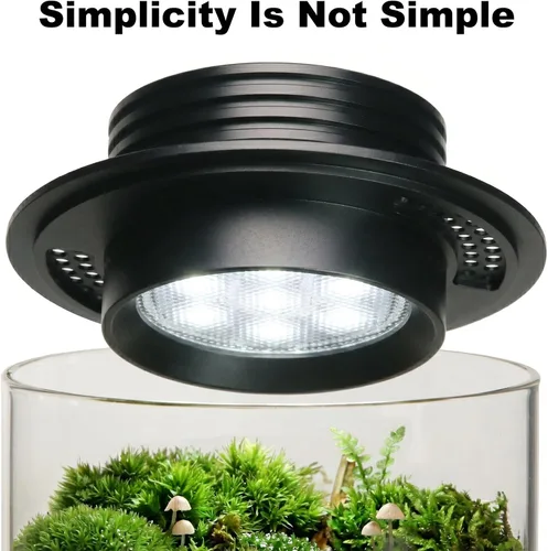 Miniatura 4 de AREPK Terrario de plantas de vidrio de escritorio con luz de cultivo (H:7.8" D:4"), para suculentas, musgo, paisajismo de jardinería en miniatura