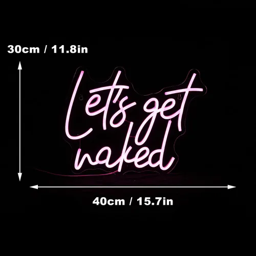 Miniatura 3 de Let's Get Naked - Letrero de neón rosa para decoración de pared, letras LED de neón para dormitorio, habitación de niñas, decoración de estoe