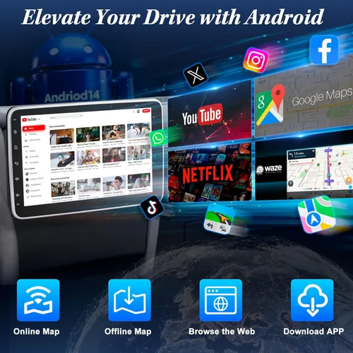 Miniatura 4 de [2G+64G] Radio de coche Bluetooth de 10.1 pulgadas con Bluetooth inalámbrico Apple Carplay Android Auto, pantalla táctil giratoria Receptores