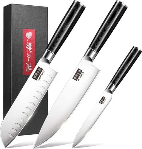 MDHAND Juego de cuchillos de cocina, juego de cuchillos japoneses ultra afilados, juego de cuchillos de chef profesionales de acero inoxidable de
