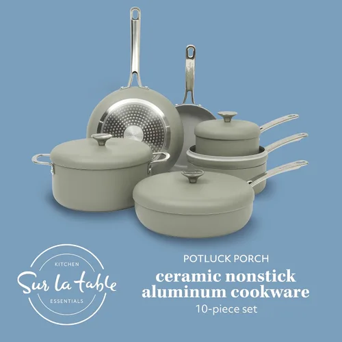 Miniatura 2 de Sur La Table Kitchen Essentials Potluck Porch - Juego de 10 Piezas de Ollas y Sartenes de Aluminio Forjado con Interior Cerámico Antiadherente Libre