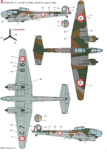 Miniatura 6 de Techmod 48087 1/48 Potez 63-11 French Fighter Wet Decal WWII w/Mask WWII