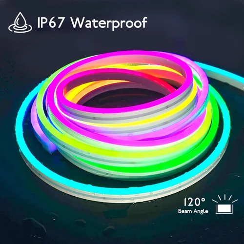 Miniatura 3 de Cuerda de neón direccionable de 16.4 pies y 16.4 ft, WS2811 RGB LED persiguiendo luces digitales MagicRGB cuerda de silicona impermeable cuerda
