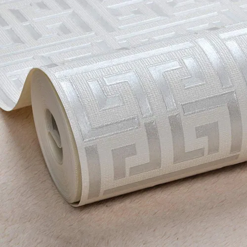 AMINAH DECO Papel tapiz de 17.7 x 236.0 pulgadas, diseño de llave griega, papel tapiz autoadhesivo con diseño de enrejado geométrico, color plateado