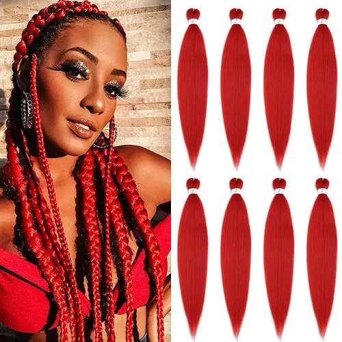 Miniatura 85 de Extensiones de cabello trenzado morado preestiradas, 20 pulgadas, 2 piezas de cabello sintético trenzado para niñas y mujeres, fiesta, disfraz